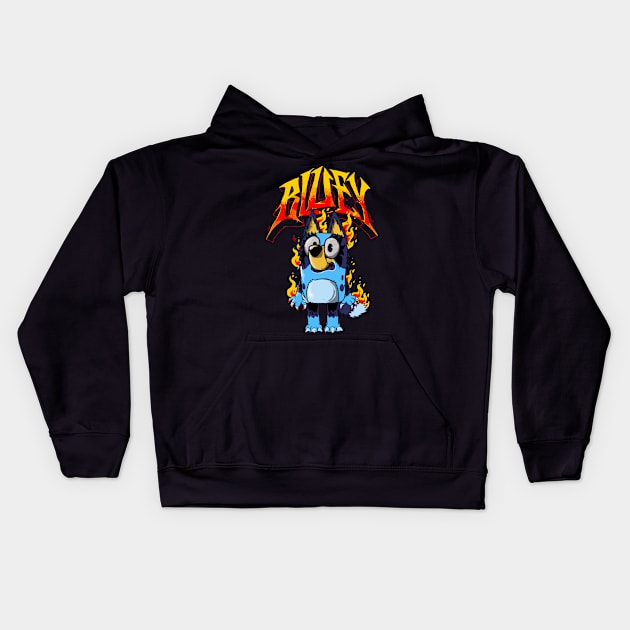 Bluey metal artwork Kids Hoodie by Andikasukamonstera